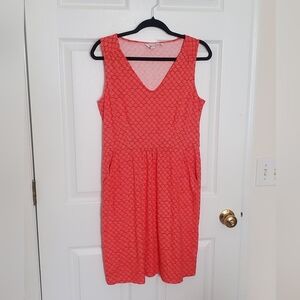 Boden Sleeveless Knit Dress Orange Pattern Size 12